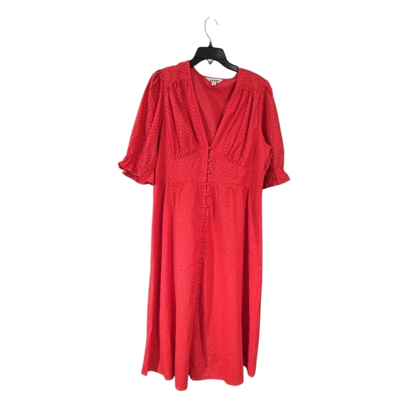 BODEN Broderie Women's Midi Tea Dress In Red Size 14 - Picture 2 of 12